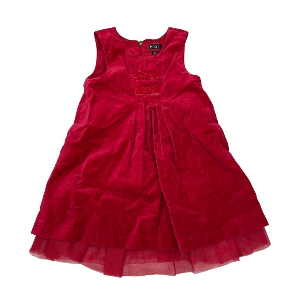 Vintage The Children's Place red velour dress tulle jumper Christmas size 3T